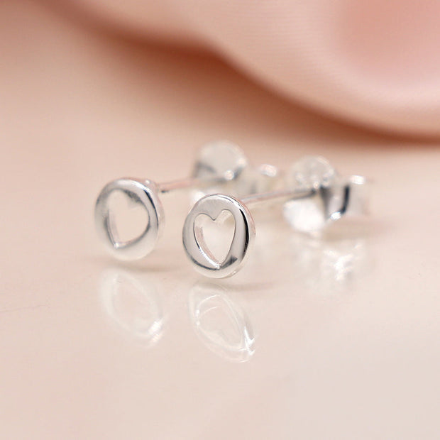 Tiny Cut Out Heart Disc Studs