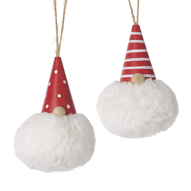 Big White Beard Gonks In Red Hats Hanging Decorations