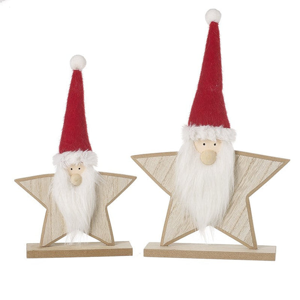 Wooden Santa Star Gonks