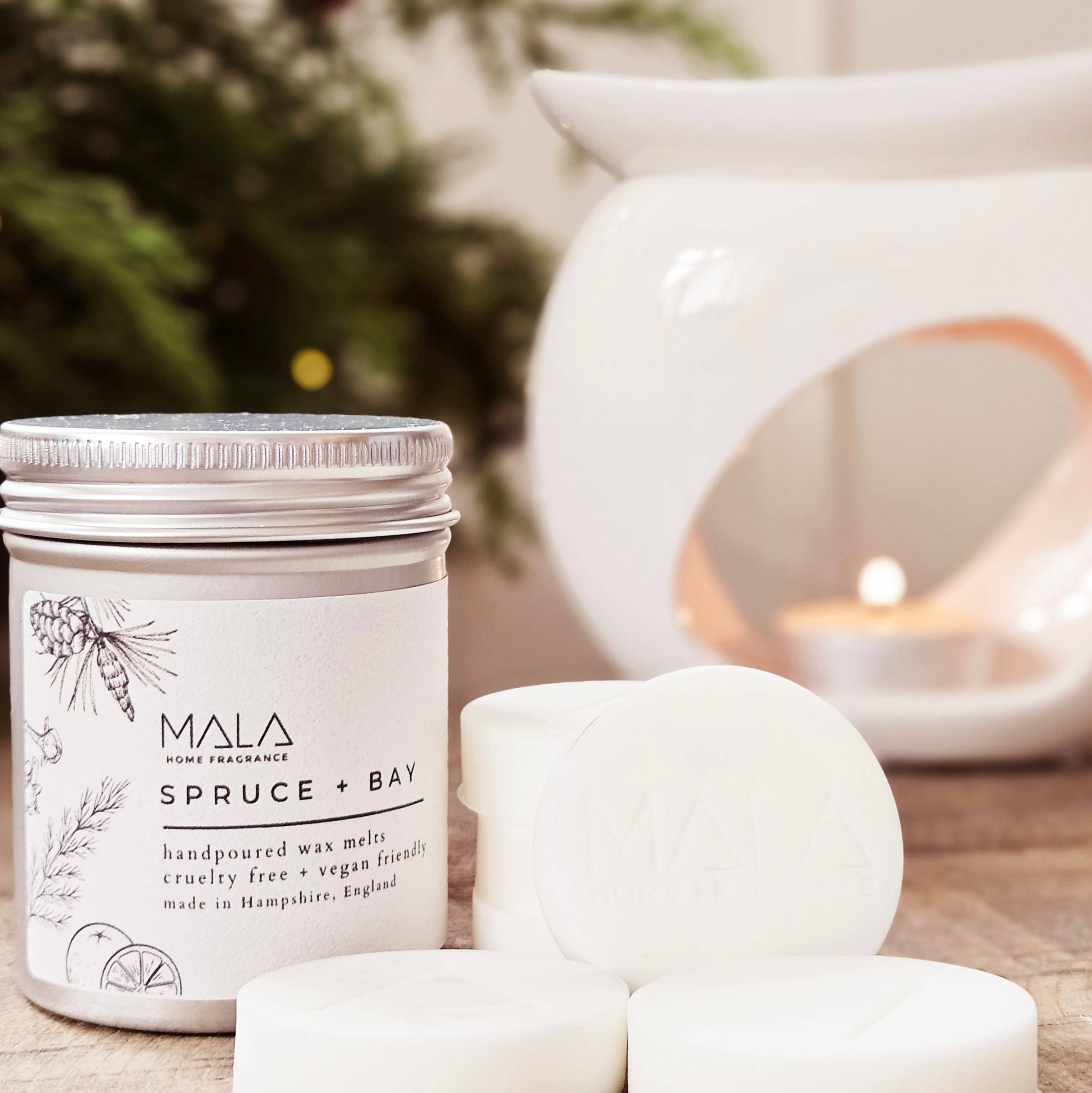 Mala Home Fragrance Luxury Wax Melt Tins - Spruce And Bay Wax Melts