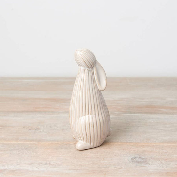 Natural Glazed Ribbed Stargazing Bunny