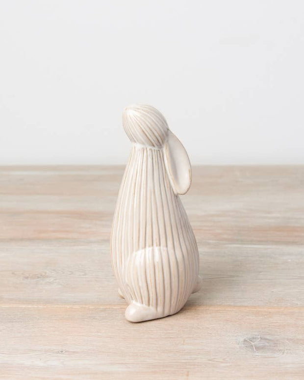 Natural Glazed Ribbed Stargazing Bunny