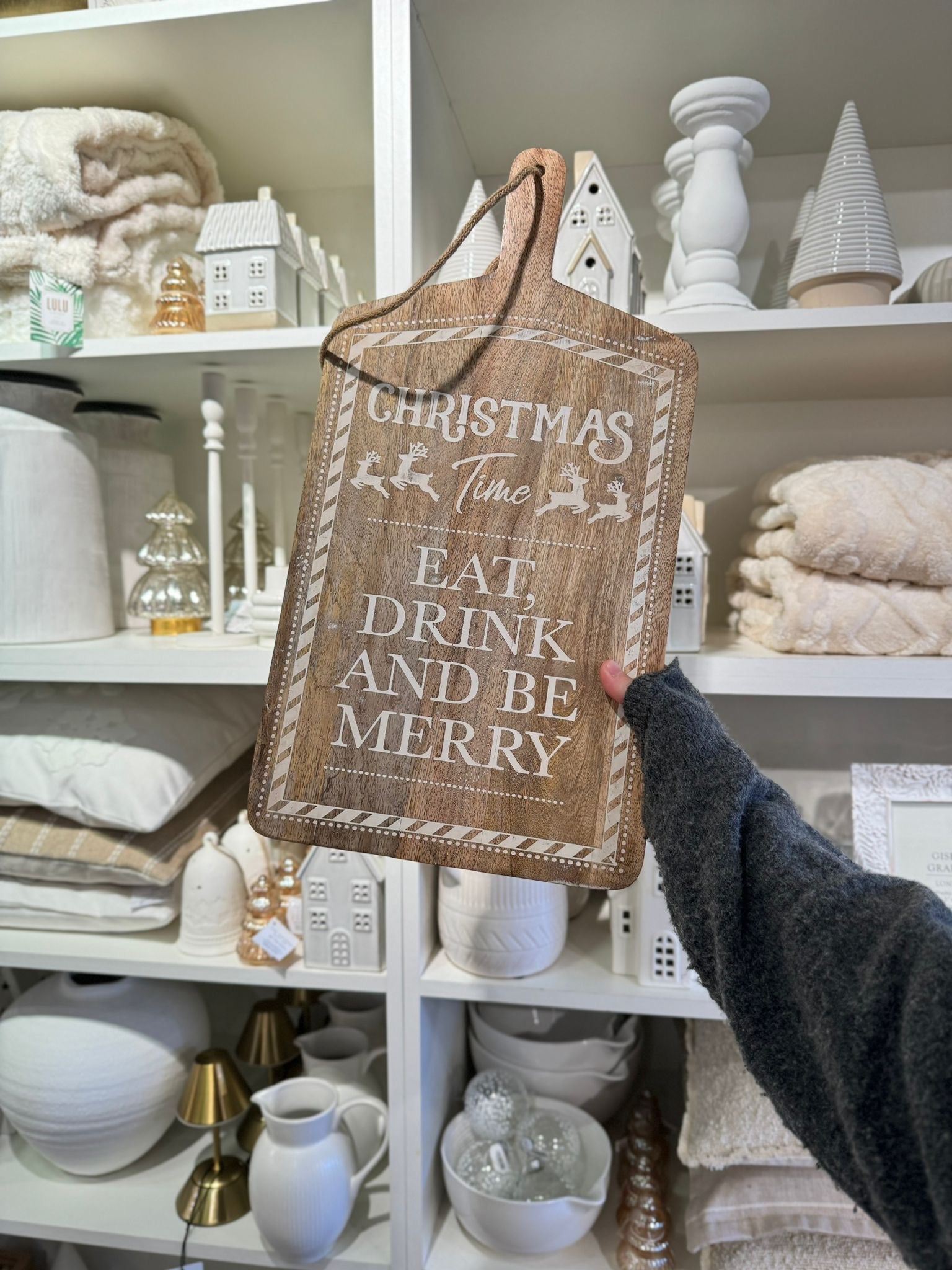 Christmas Wooden Serving Board - White Writing