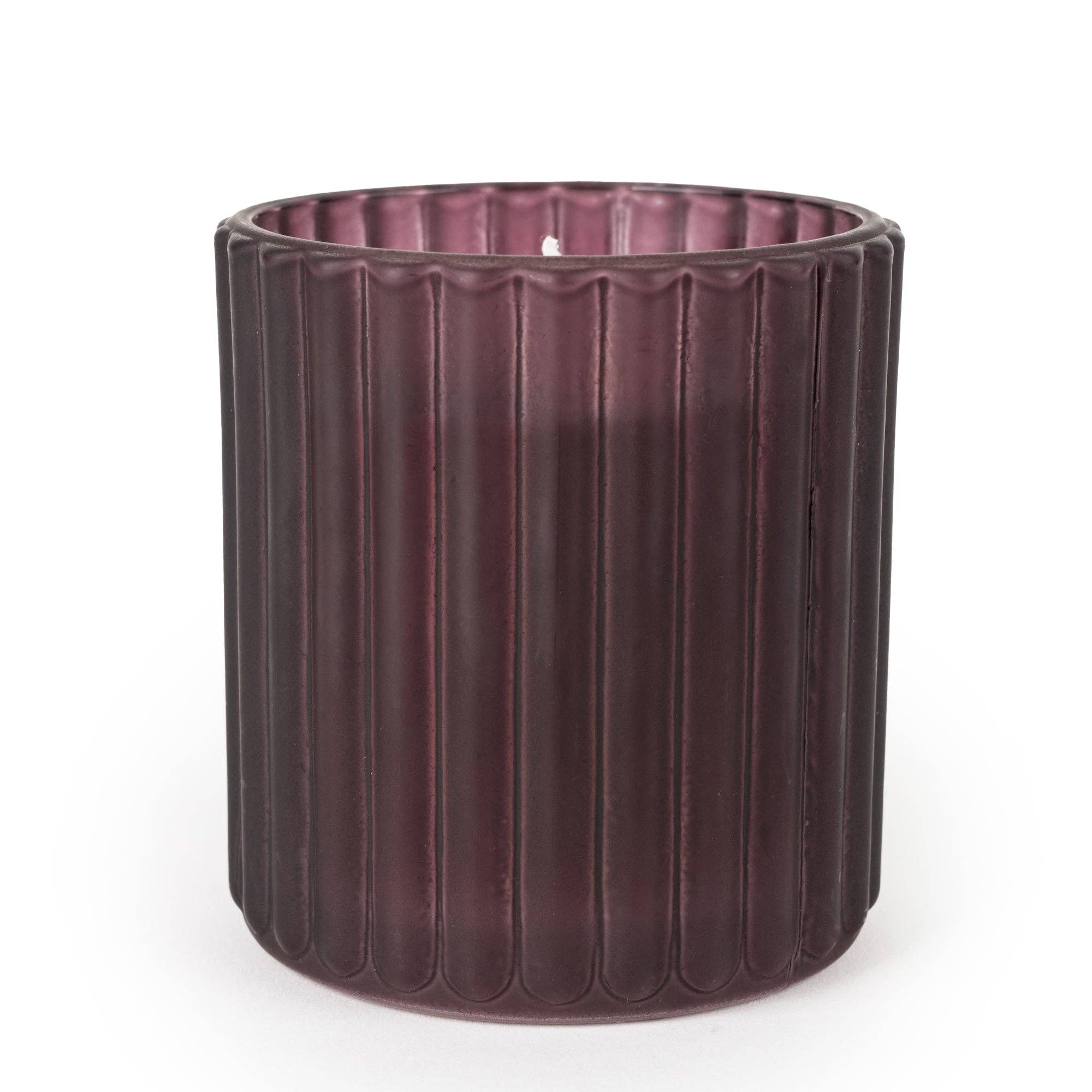 Ridged Glass Candle - Frosted Plum