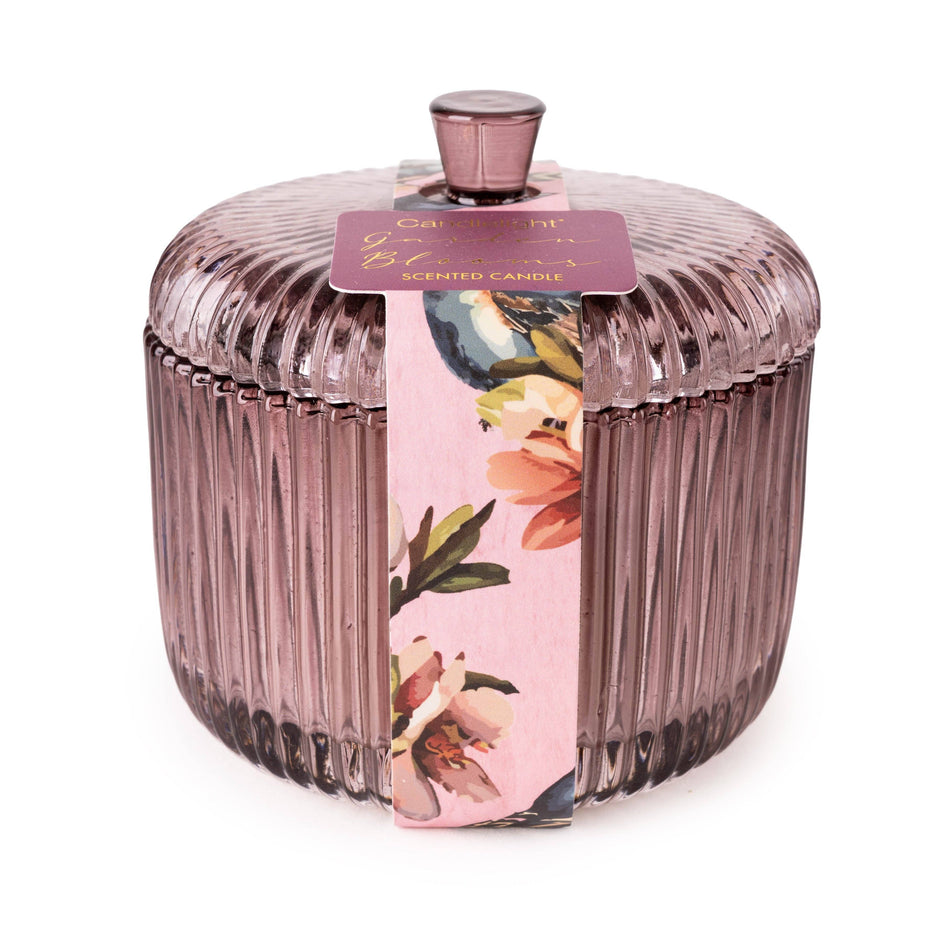 Ridged Glass Jar with Lid - Candle Garden Plum