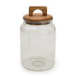 Grey Glass Storage Jar with Wooden Lid 18cm