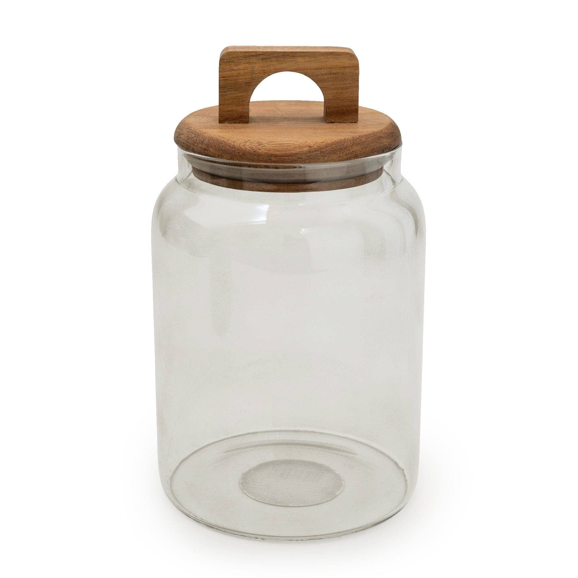 Grey Glass Storage Jar with Wooden Lid 18cm