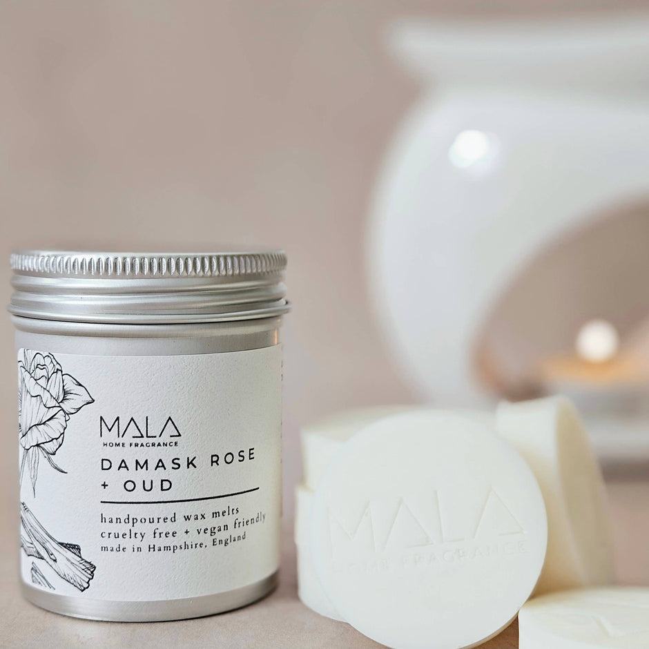 Mala Home Fragrance Luxury Wax Melt Tins - Damask Rose And Oud