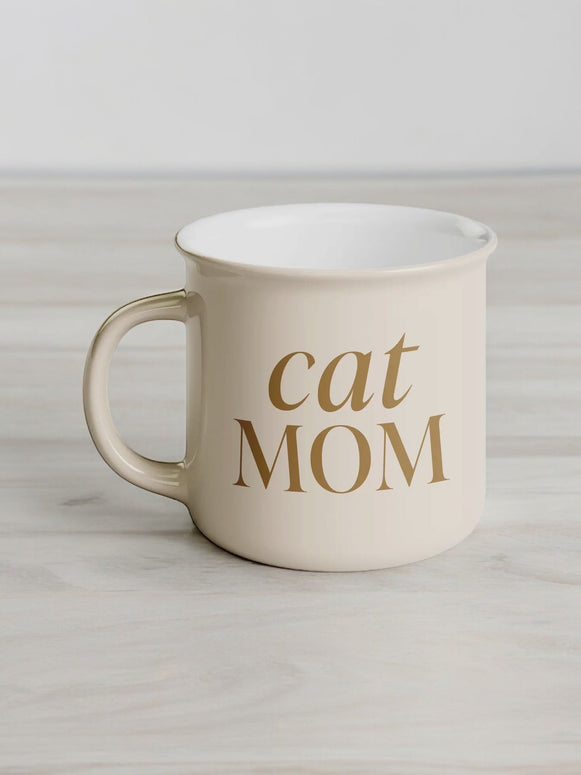 Sweet Water Decor - Cream Enamel Mug - Cat Mom