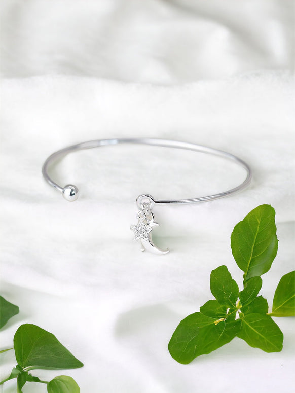 Sterling Silver Moon & Star Bangle