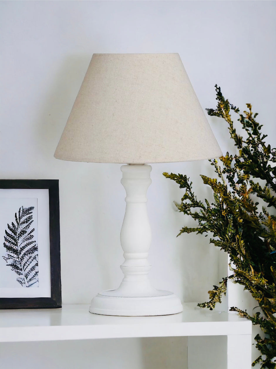 Cyrene Wooden White Table Lamp