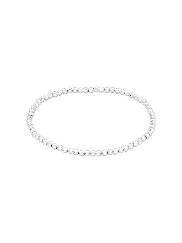 Sterling Silver Round Classic Beaded Chain Bracelet