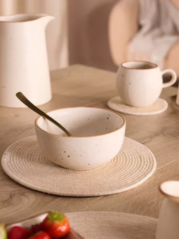 Ourea Speckled Neutral Beige Round Cereal Bowl