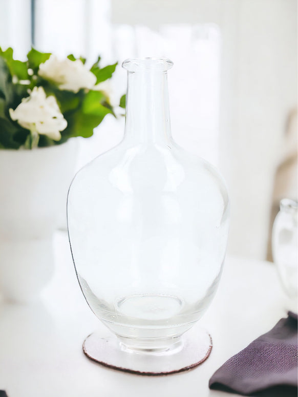 Large Clear Glass Flagon Bottle Vase