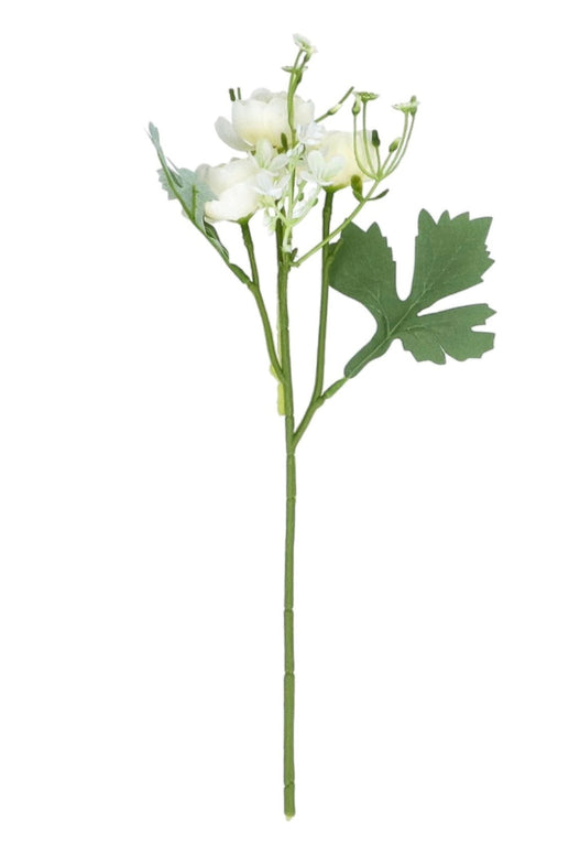 Faux Foliage - White Rose & Gypsophila Mini Stem