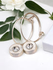 Silver Plated Fine Hoop Earrings With Crystal Drop