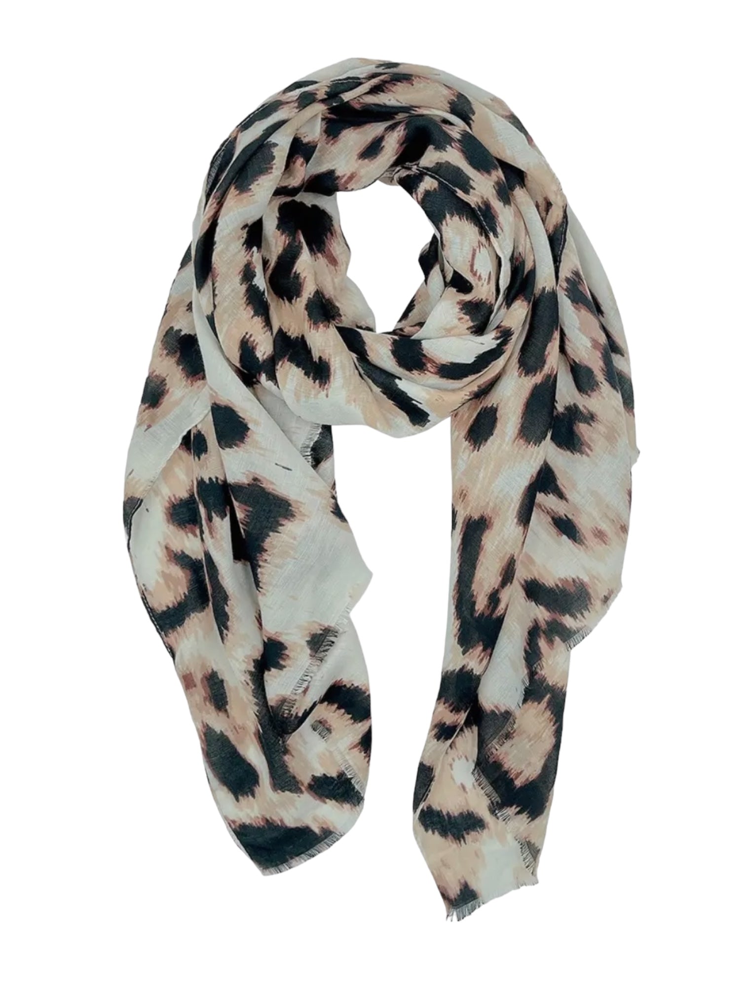 Leopard Print Lightweight Scarf Tan Brown And White