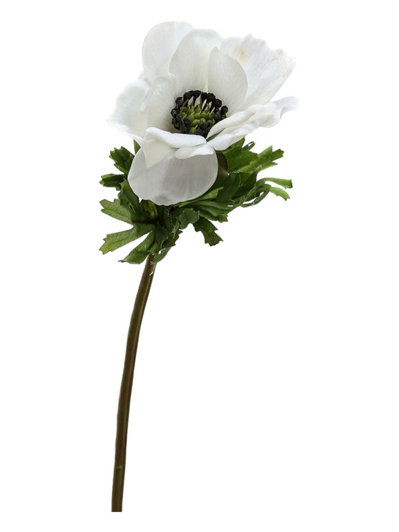 Faux Foliage - White Anemone Stem