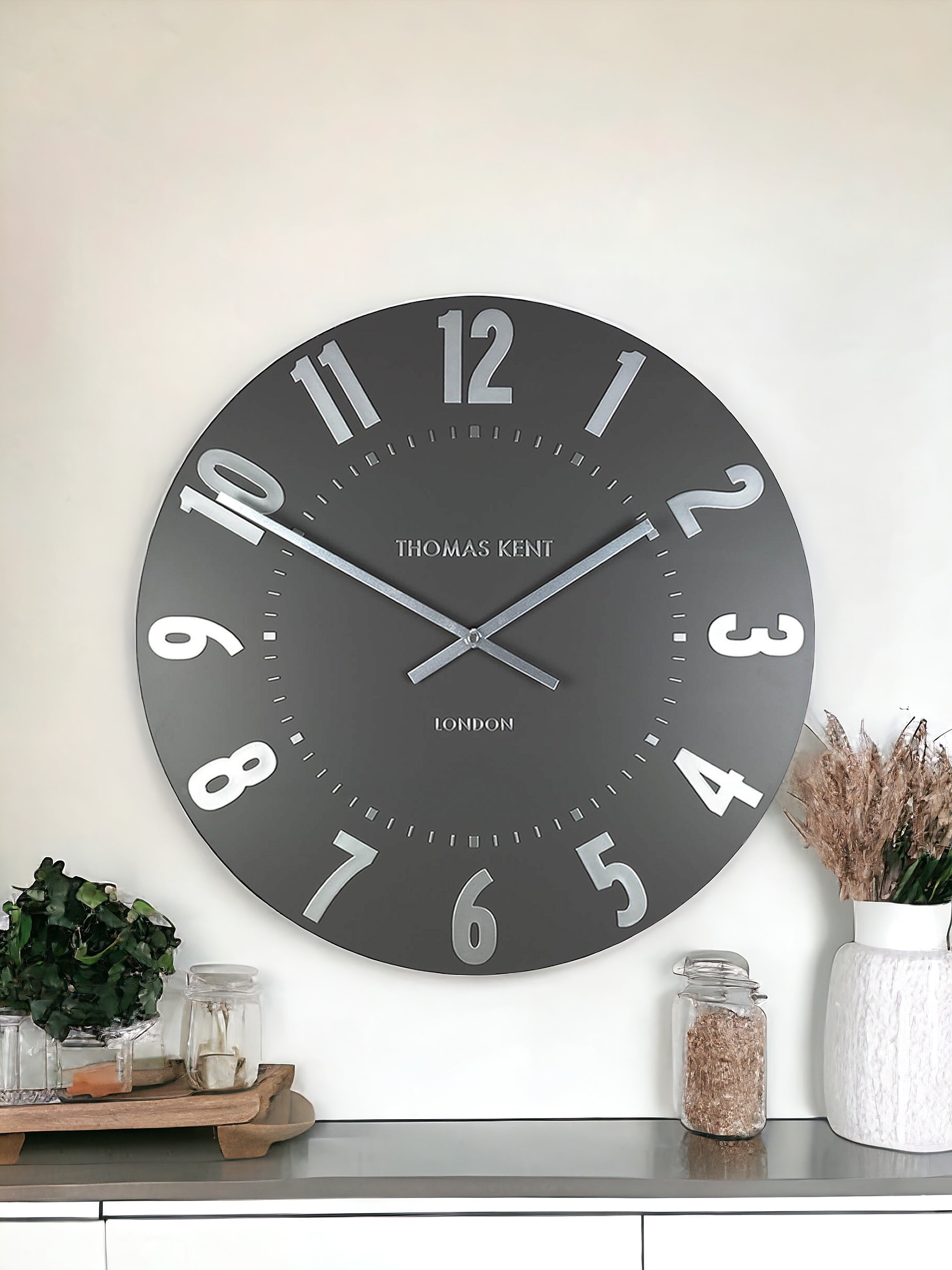 Thomas Kent 20” Mulberry Wall Clock Graphite Silver