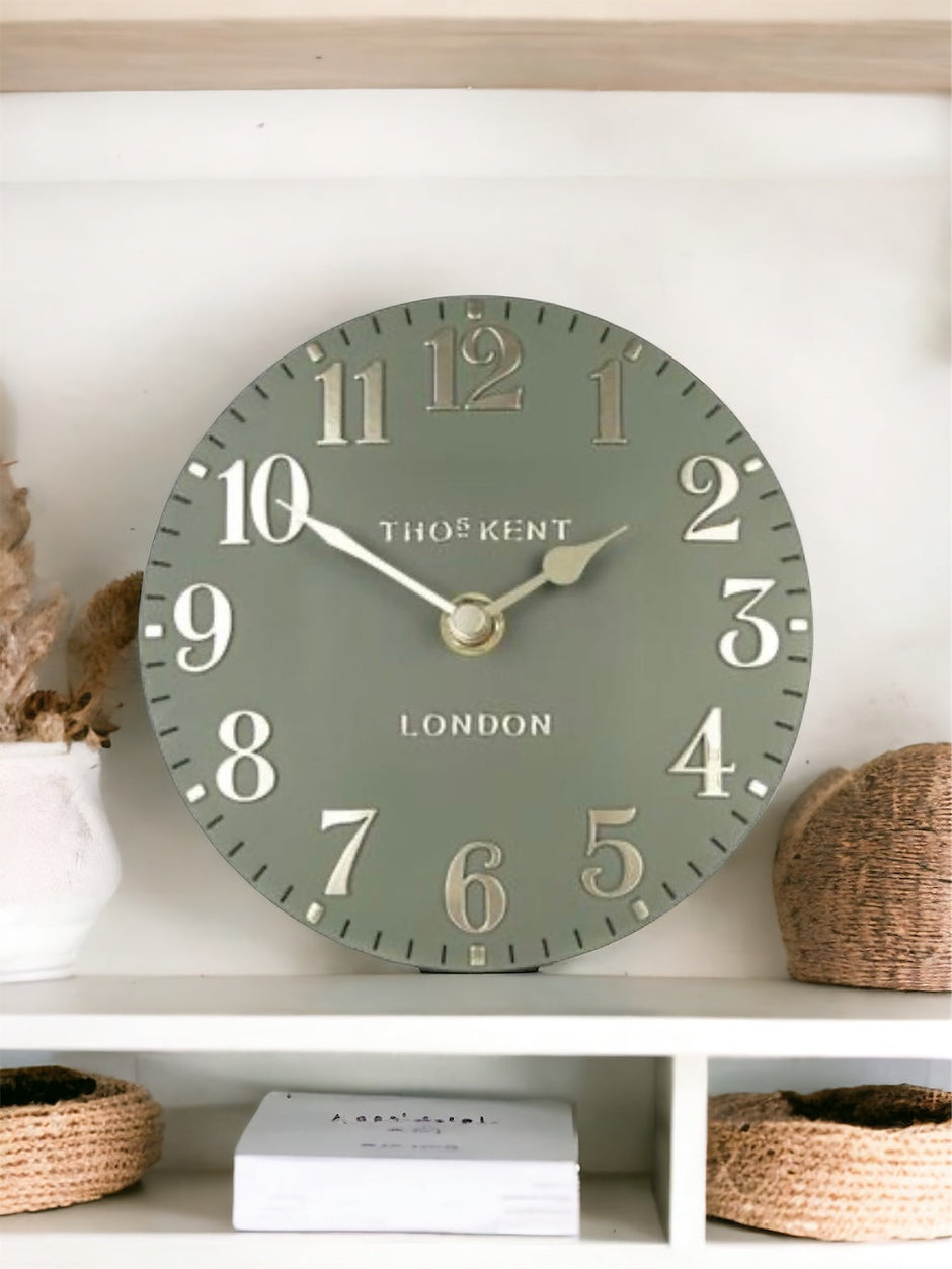 Thomas Kent 6" Arabic Mantle Clock - Lichen Green