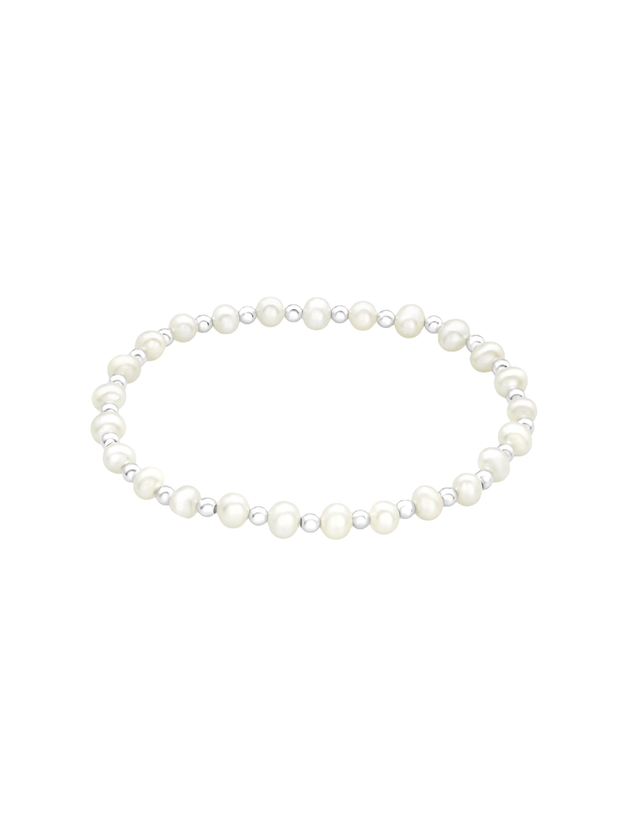 Sterling Silver Classic Freshwater Pearl Beaded Bracelet