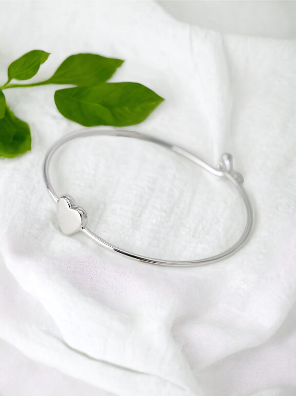 Sterling Silver Heart Bangle With Twist Clip