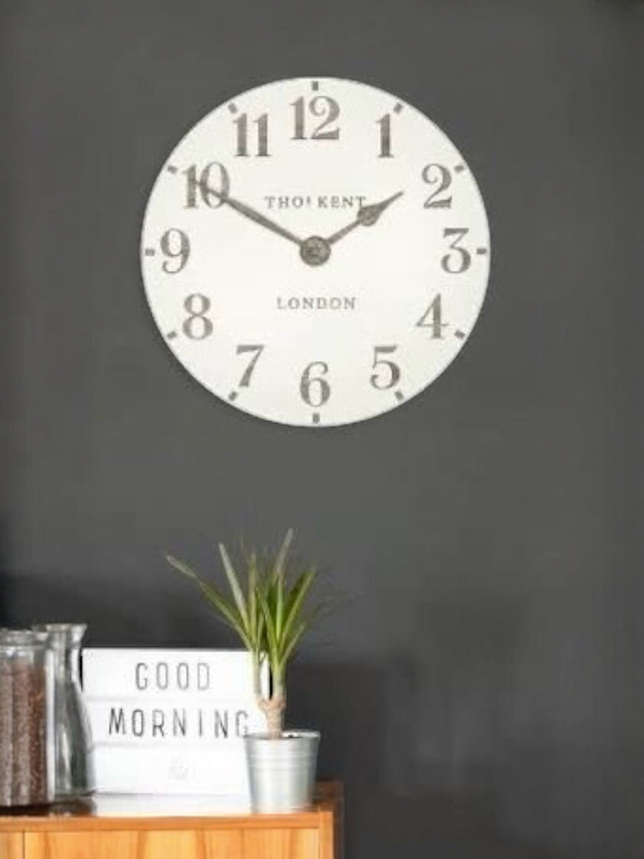 Thomas Kent 20” Arabic Wall Clock Limestone White