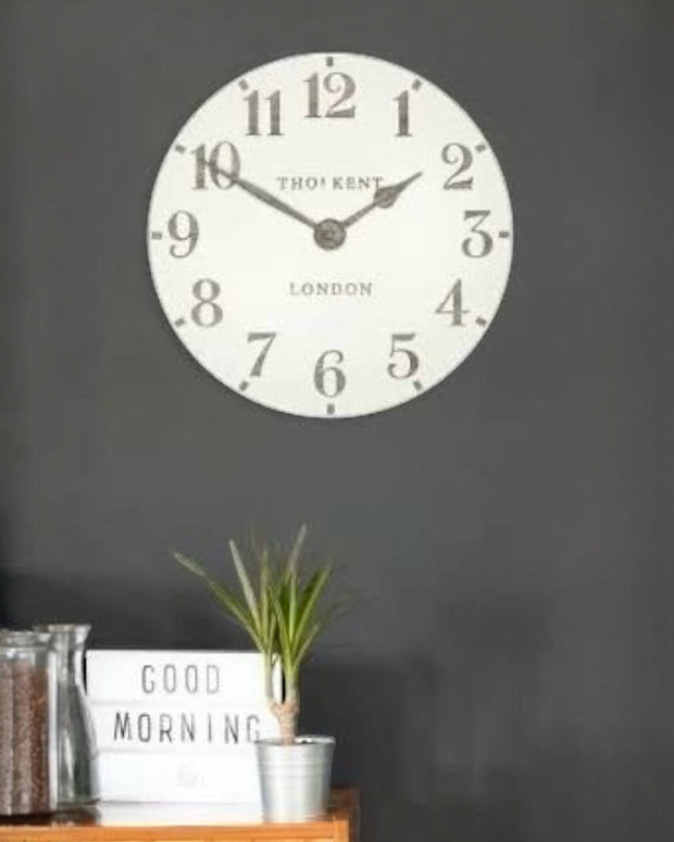 Thomas Kent 20” Arabic Wall Clock Limestone White