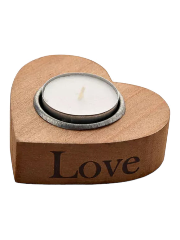 Beige Moments Heart Shaped Tea Light Holder - Love