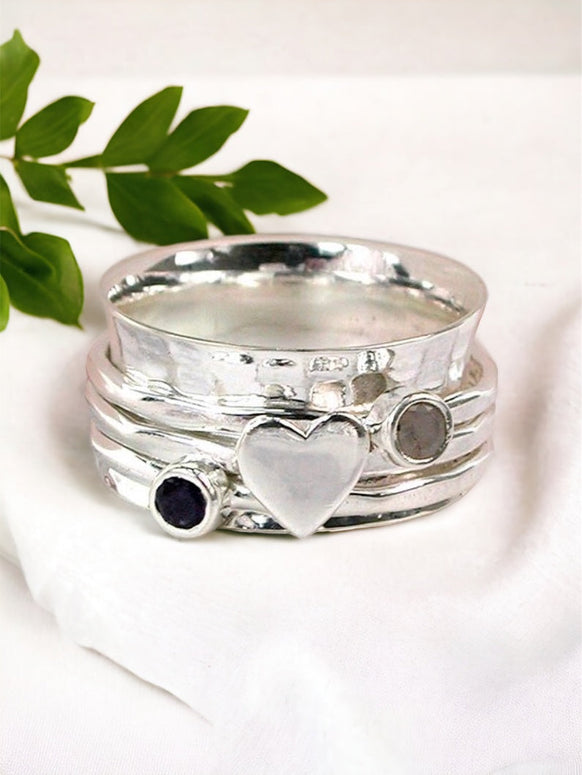 Sterling Silver Spinning Ring - Heart Spinning Ring