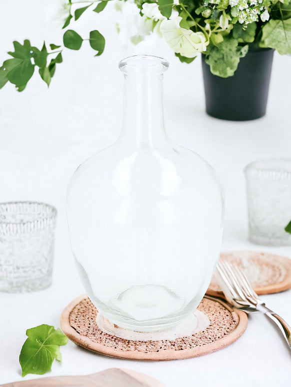 Medium Clear Glass Flagon Bottle Vase