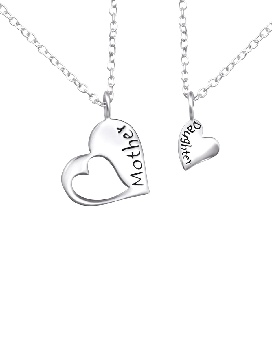 Sterling Silver Mother And Daughter Twin Heart Necklace