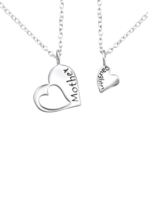 Sterling Silver Mother And Daughter Twin Heart Necklace