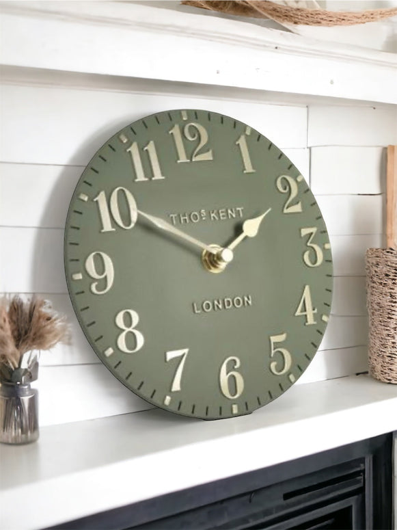 Thomas Kent 6" Arabic Mantle Clock - Lichen Green