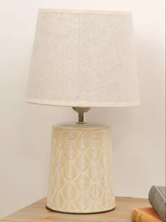 Natural Cream Leaf Print Table Lamp