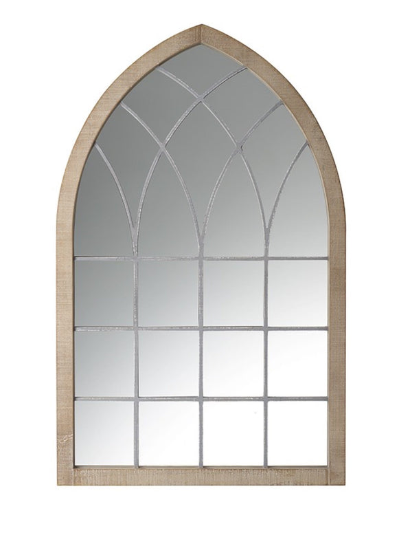 Catherine Washed Wood Arched Window Mirror