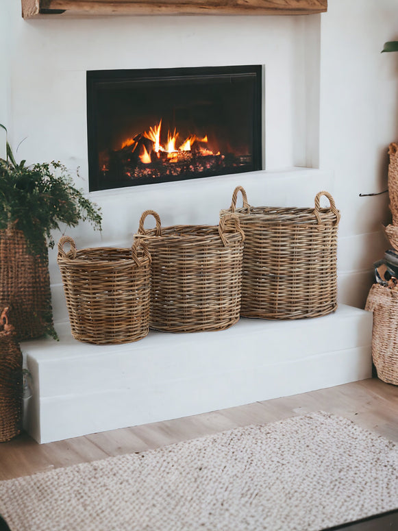 Rattan Kubu Luxury Round Storage Baskets