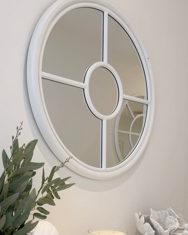 Soft White Natural Round Porthole Style Mirror