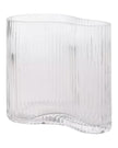 Ribbed Glass Kidney Shaped Vase