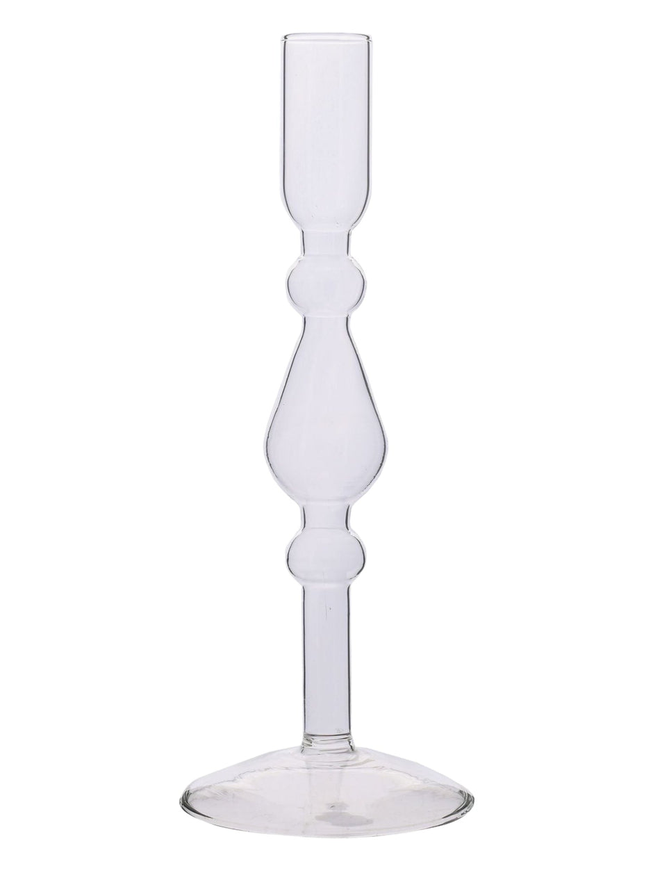 Slim Clear Glass Candlestick Holder