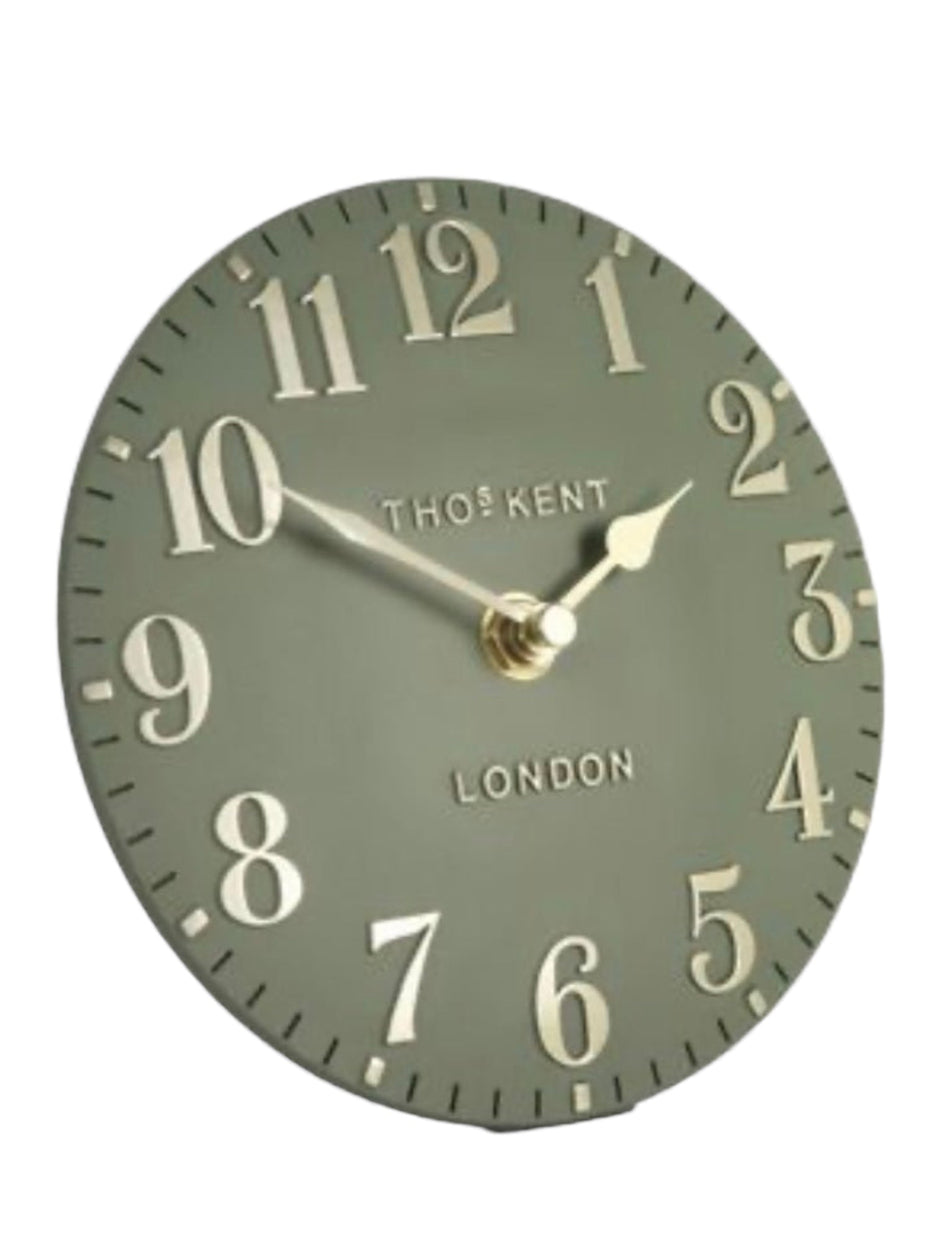 Thomas Kent 6" Arabic Mantle Clock - Lichen Green