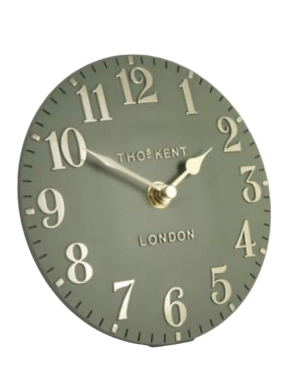 Thomas Kent 6" Arabic Mantle Clock - Lichen Green