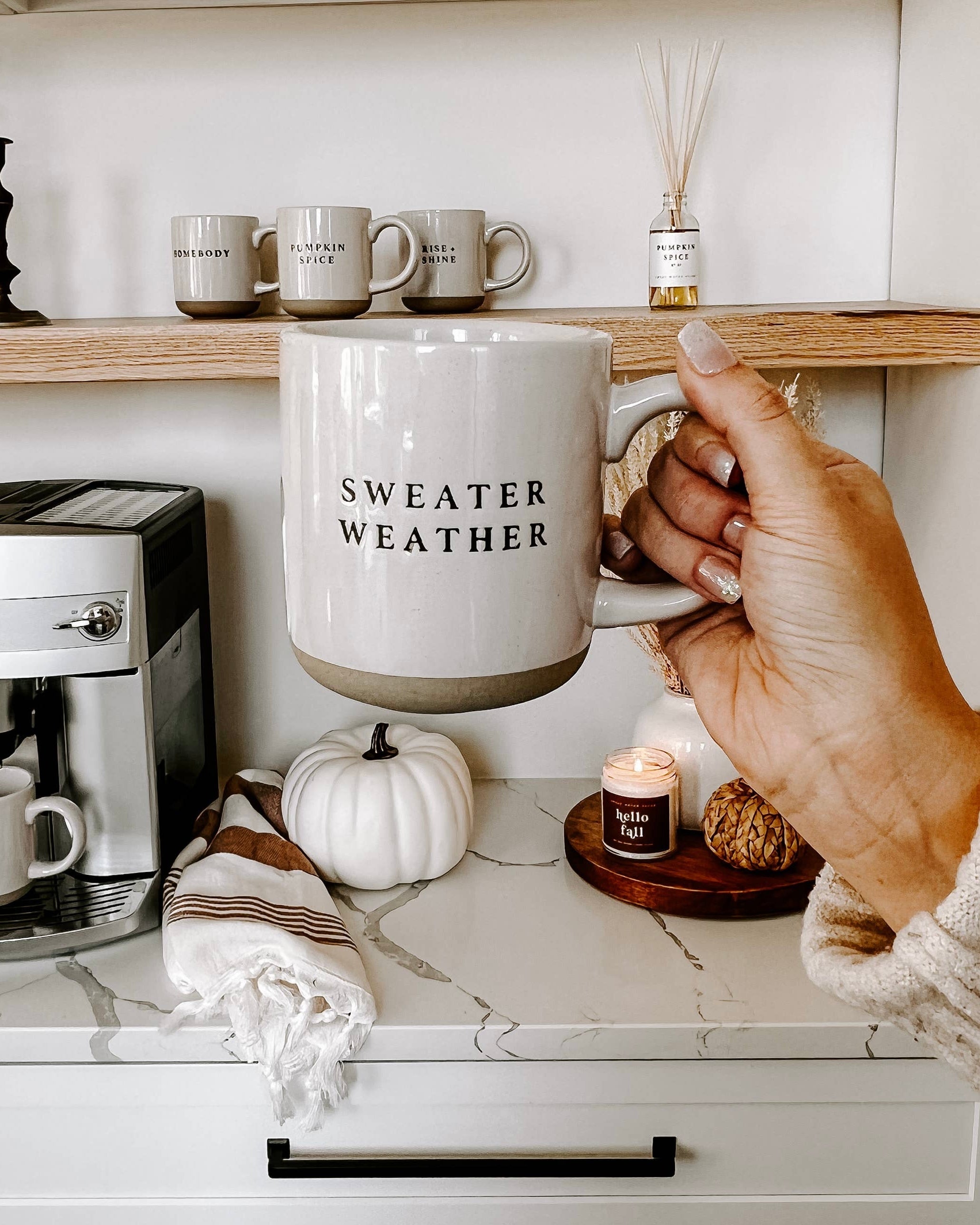 Sweet Water Decor - Cream Glazed Ceramic Mug - Sweater Weather