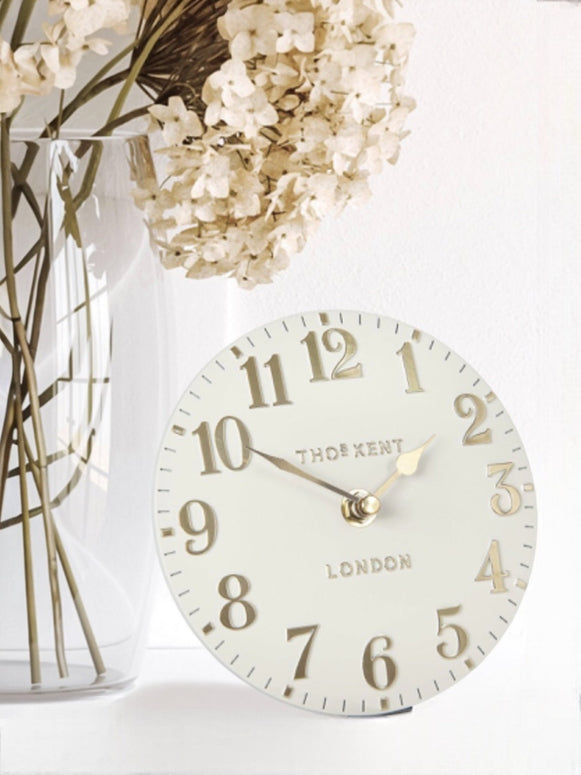 Thomas Kent 6" Arabic Mantle Clock - Oatmeal White