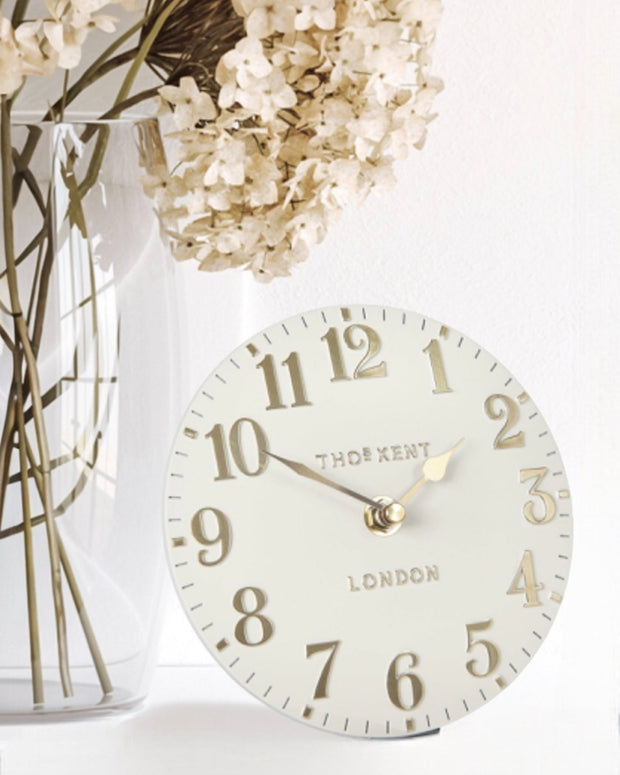 Thomas Kent 6" Arabic Mantle Clock - Oatmeal White