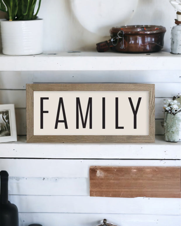 Wooden Rustic Medium Framed Sign: Family (Text)