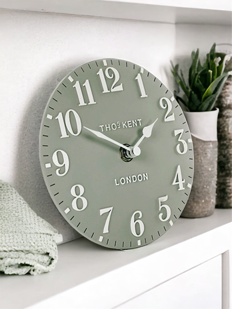 Thomas Kent 6" Arabic Mantle Clock - Seagrass Green