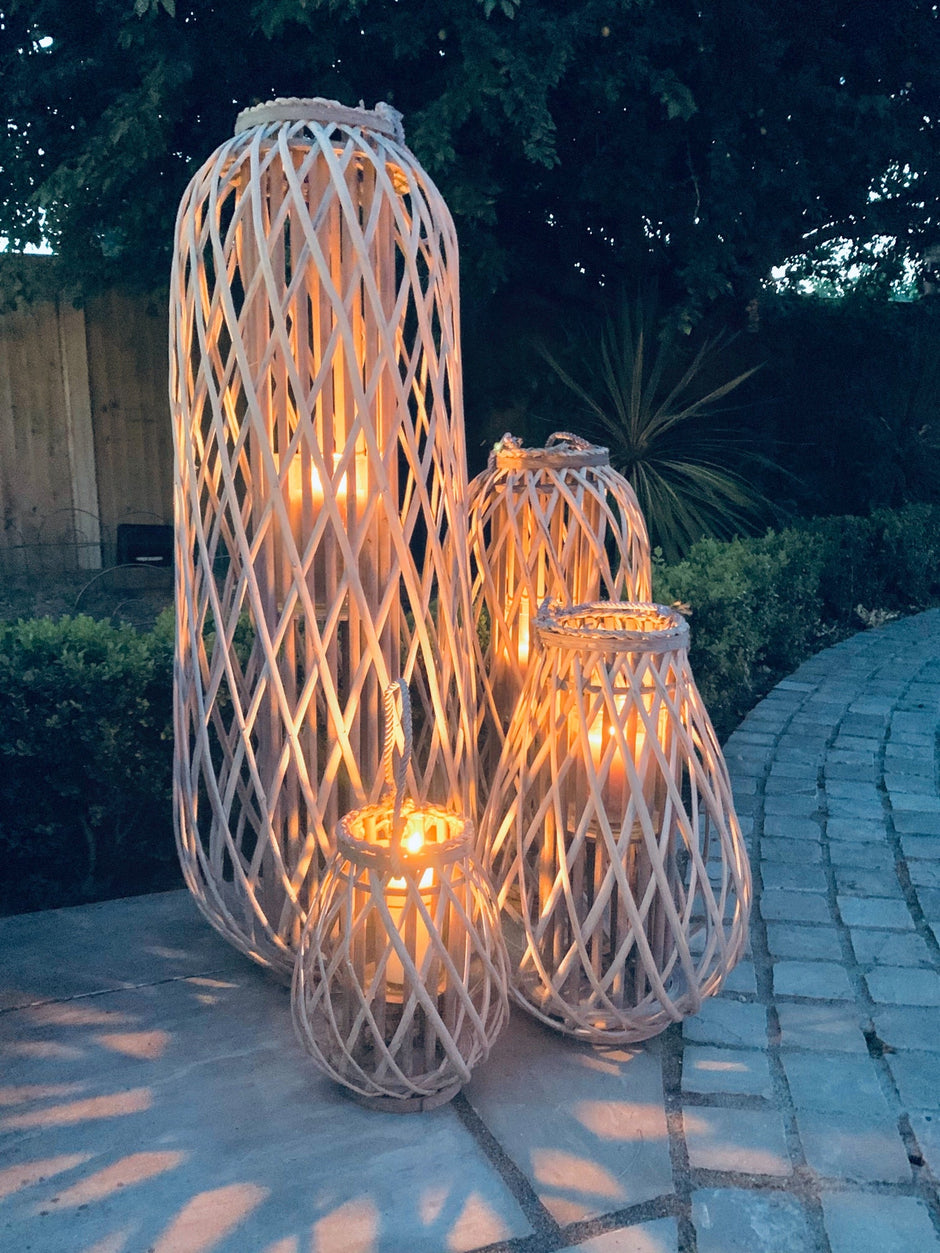 Huge Natural Rattan Wicker Candle Lantern