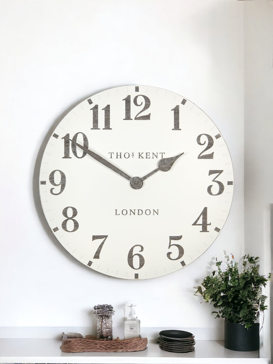 Thomas Kent 20” Arabic Wall Clock Limestone White