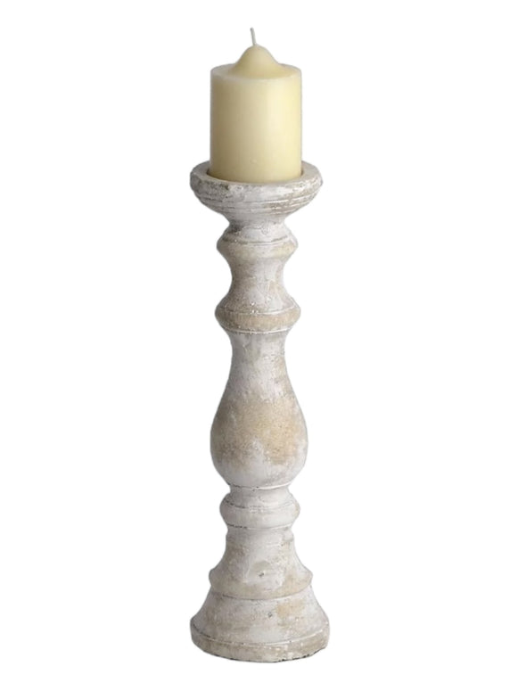 Large Matt White Slim Ceramic Candlestick